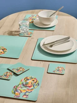 Set van 4 teckelplacemats en -onderzetters