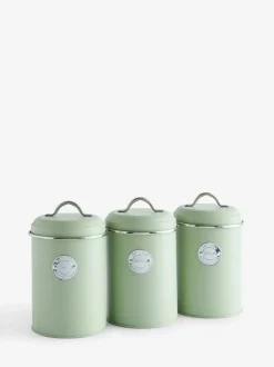 Set van 3 voorraadpotten met badge