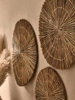 Set van 3 wandplaquettes van geweven rotan