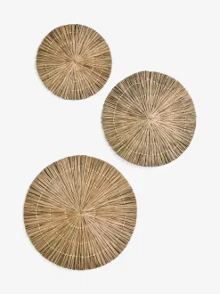 Set van 3 wandplaquettes van geweven rotan