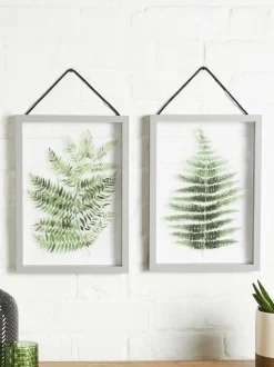 Set van 2 zwevende planten in grijze hanglijsten voor aan de wand