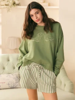 Shabby Chic by Rachel Ashwell® Green Striped Lounge Shorts