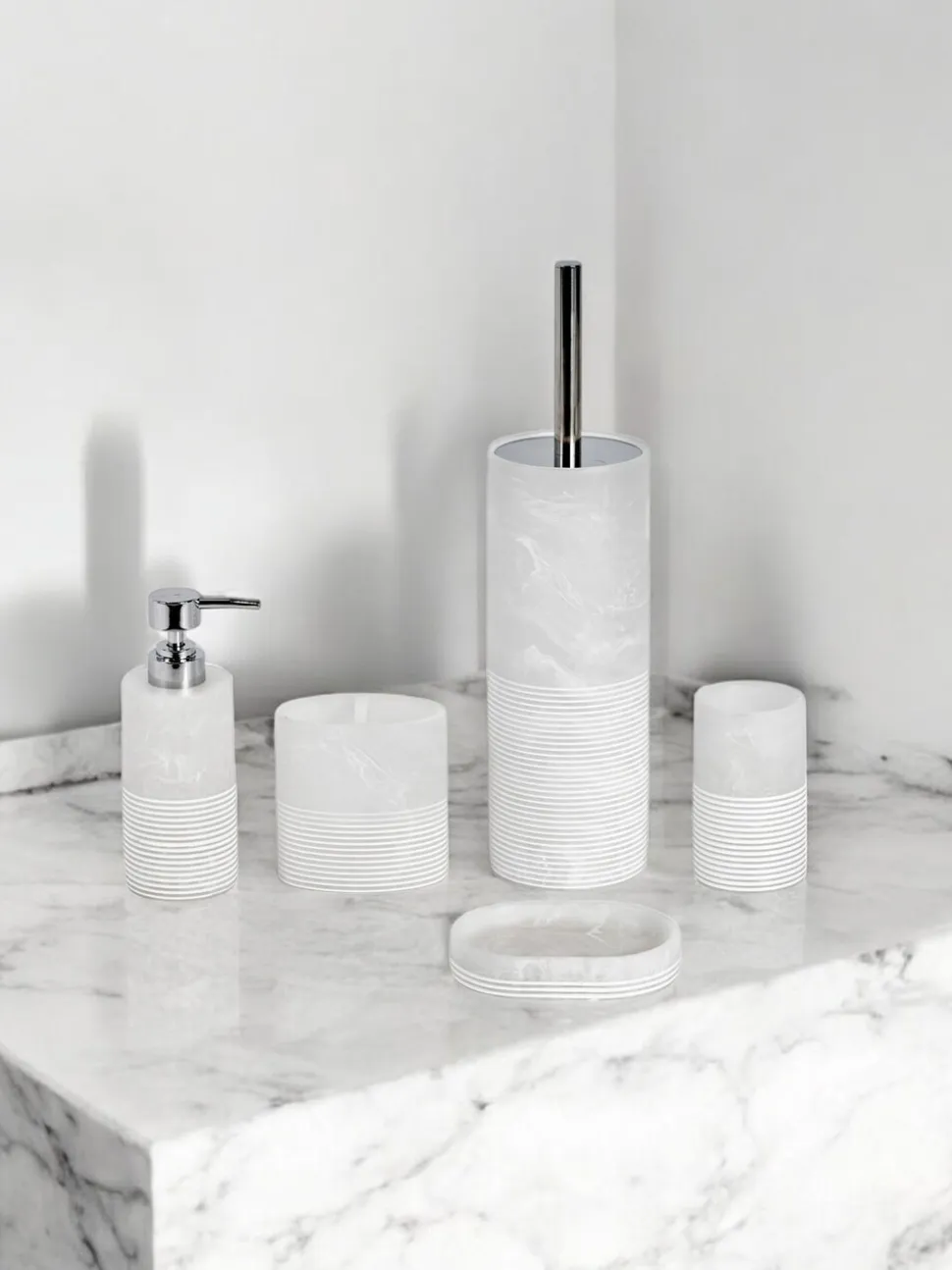 Showerdrape 5 Piece Bianco Striped Bathroom Accessories Set
