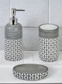 Showerdrape 4 Piece Ravello Geo Floral Bathroom Accessory Set