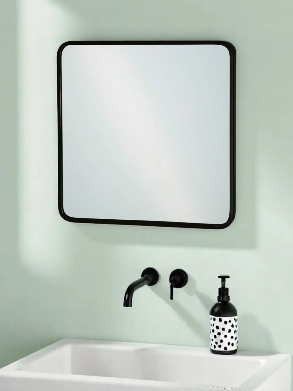 Showerdrape - Shoreditch vierkante badkamerspiegel met metalen frame