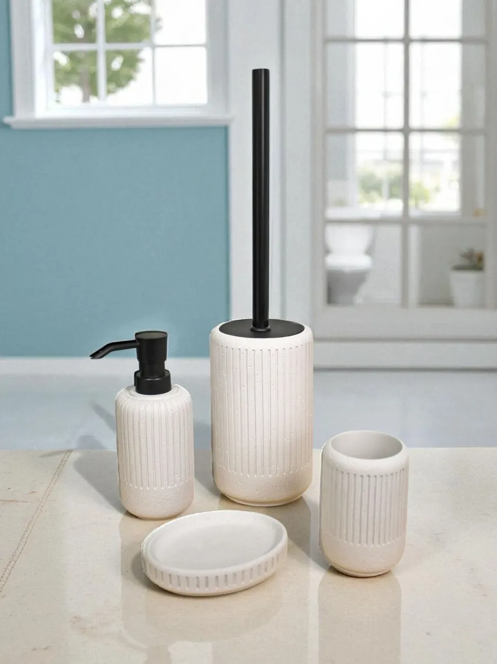 Showerdrape Alexandria Concrete set van 4 badkameraccessoires