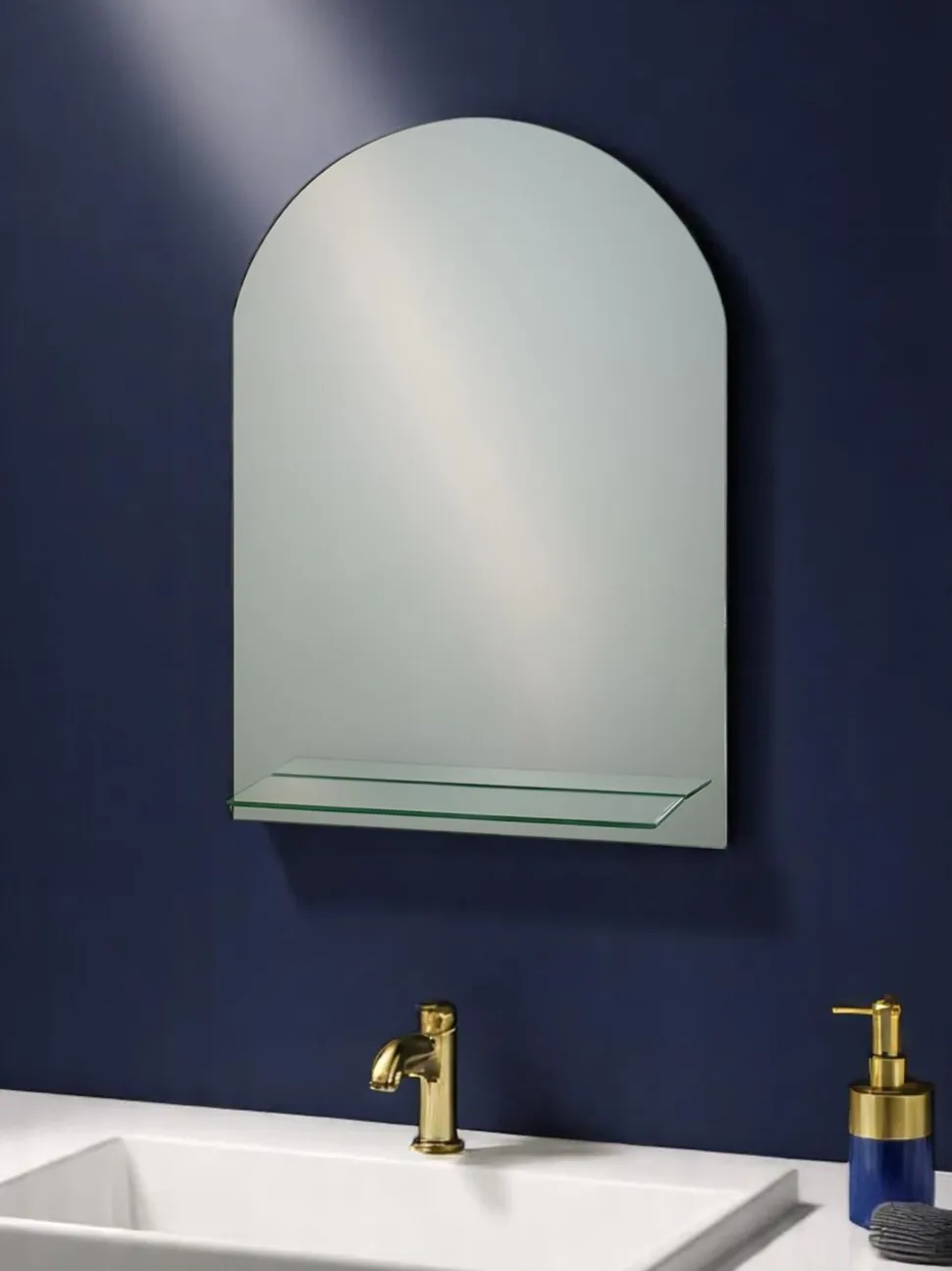 Showerdrape Greenwich - Gebogen badkamerspiegel met plankje