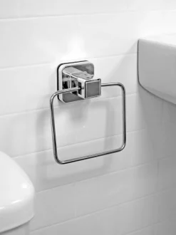 Showerdrape zuignap wandgemonteerde handdoekenring Pushloc