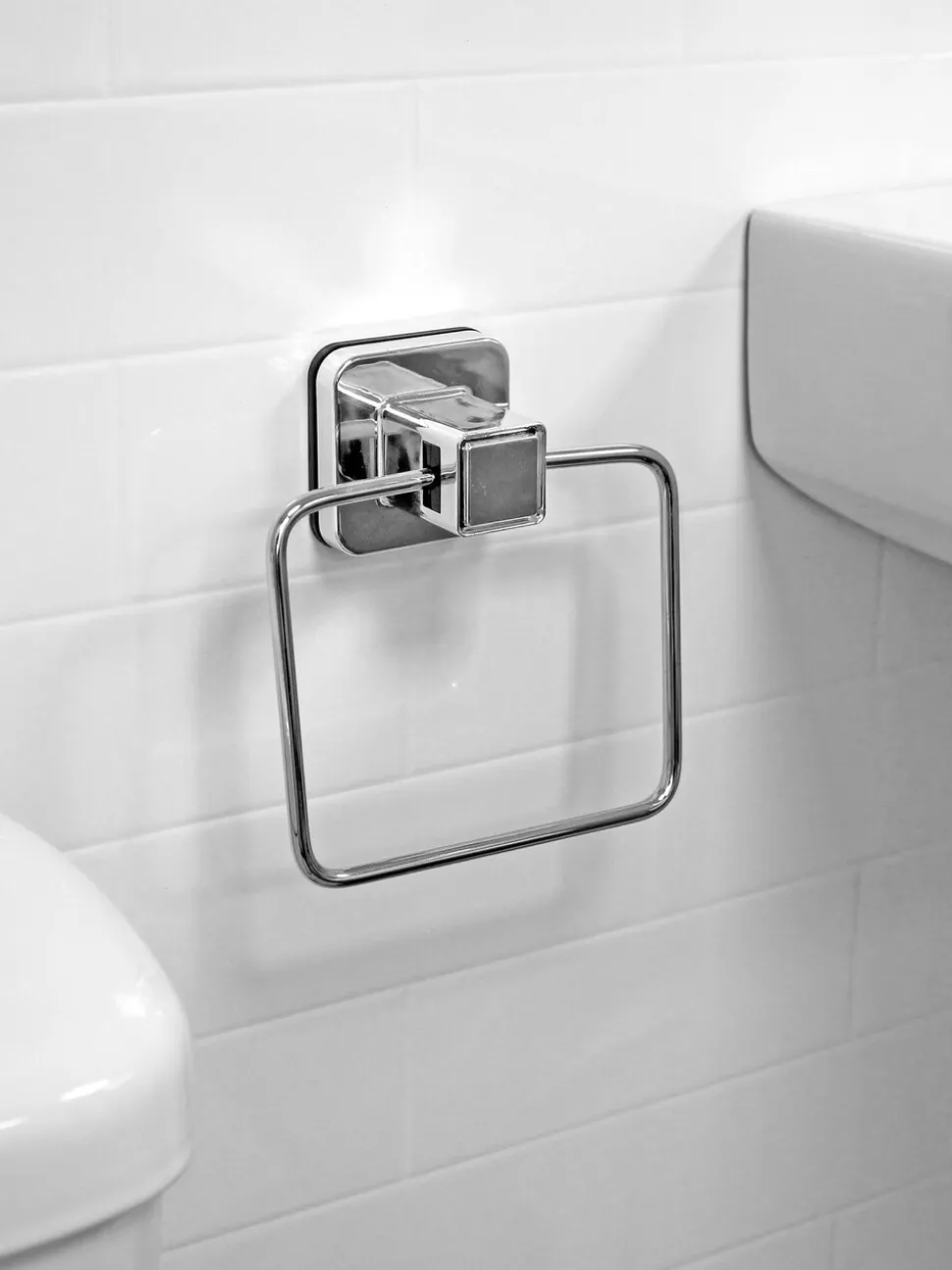 Showerdrape zuignap wandgemonteerde handdoekenring Pushloc