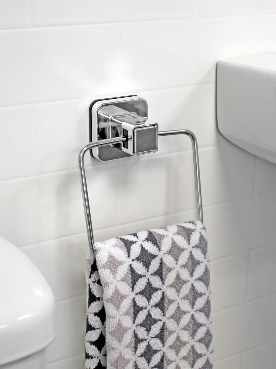 Showerdrape zuignap wandgemonteerde handdoekenring Pushloc