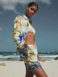 Sierlijke print - Elasticated Waist Shorts with Linen