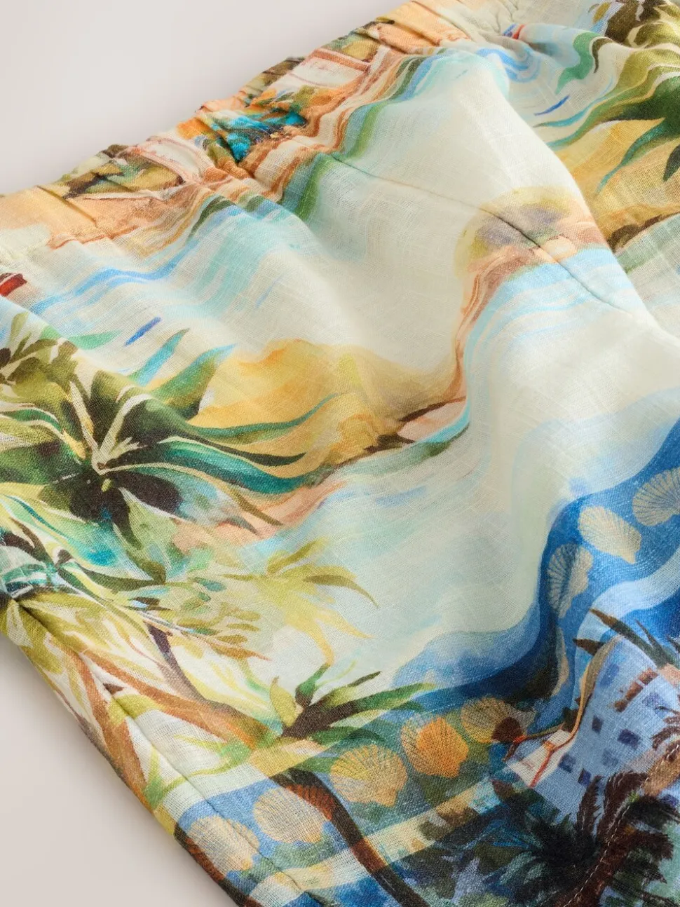 Sierlijke print - Elasticated Waist Shorts with Linen