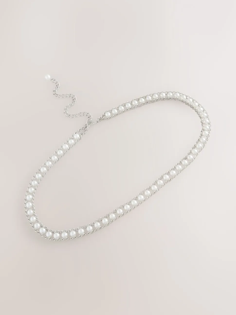 Silver Tone Pearl Bead - Kettingriem