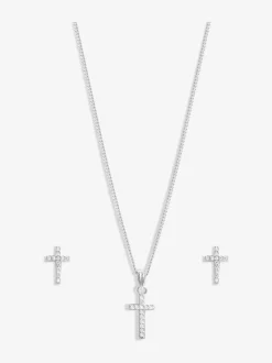 Simply Silver 925 Cubic Zirconia kruis set met geschenkverpakking