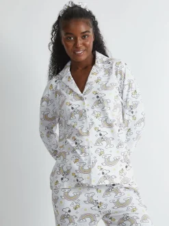 Skinnydip Peanuts x Skinnydip Snoopy Rainbow Print Pyjama Set in Ecru