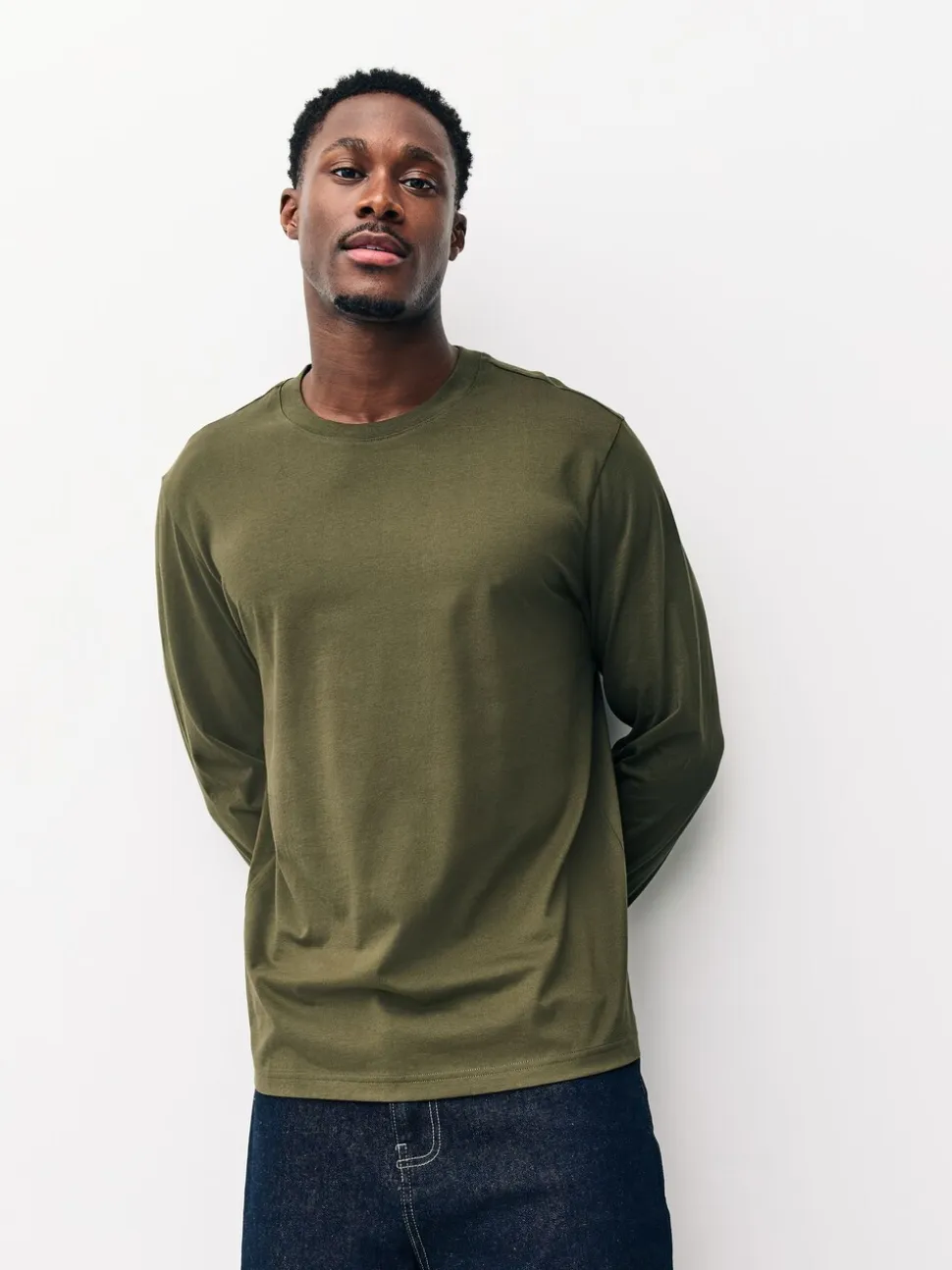 Slate/Green/Ecru/Orange/Brown - Normale Pasvorm - verpakking van 5 regular-fit T-shirts met lange mouwen van 100% katoen