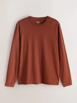 Slate/Green/Ecru/Orange/Brown - Normale Pasvorm - verpakking van 5 regular-fit T-shirts met lange mouwen van 100% katoen