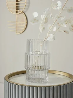 Small Ribbed Glass Vase