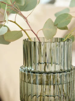 Small Ribbed Glass Vase