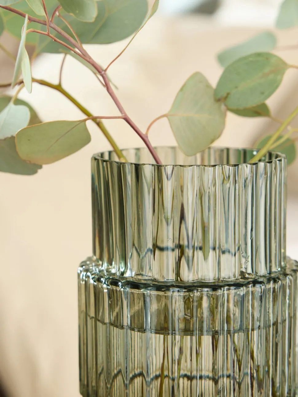 Small Ribbed Glass Vase