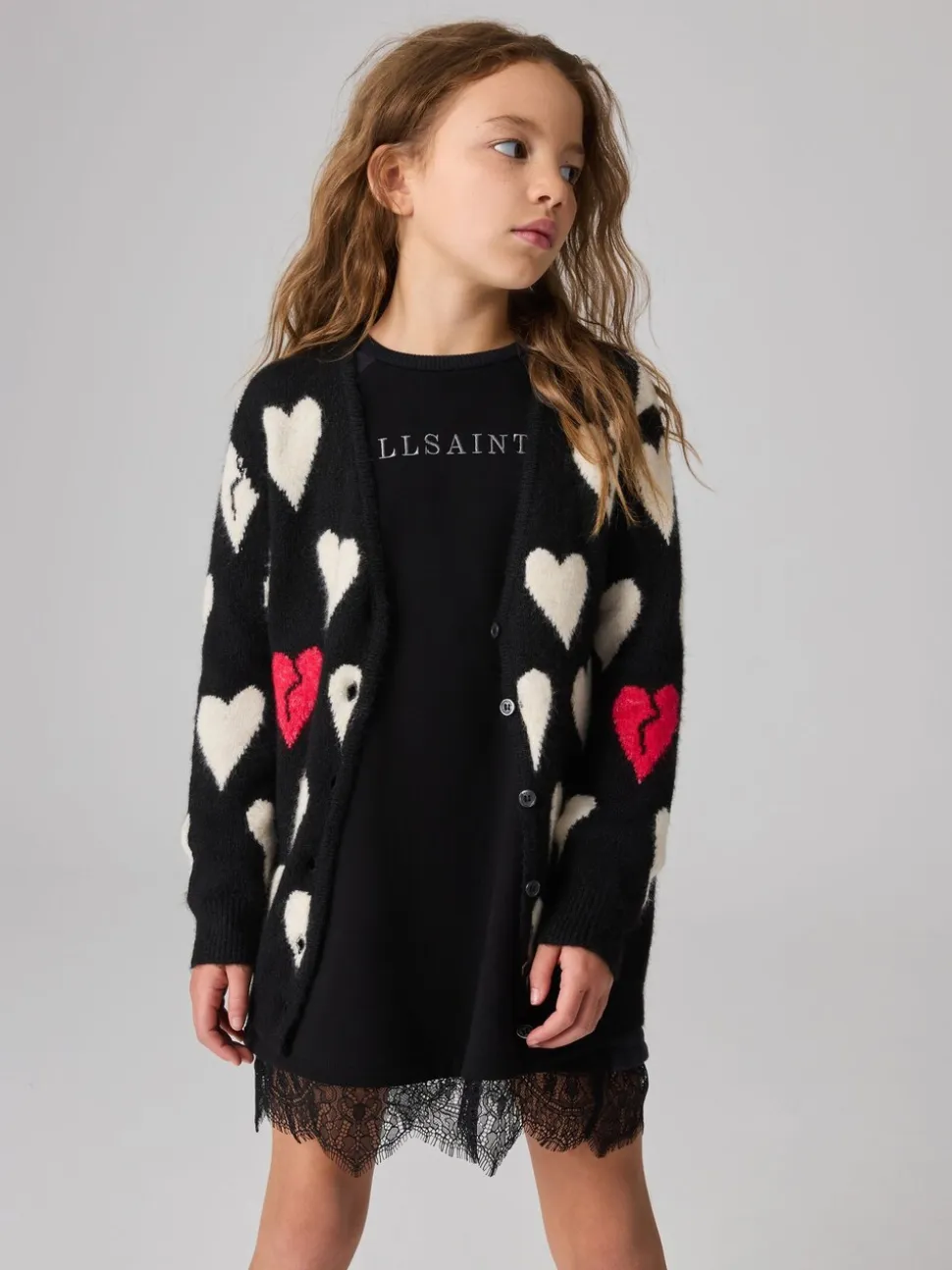 smALLSAINTS Amore Hart Meisjes Lang Gebreid Vest