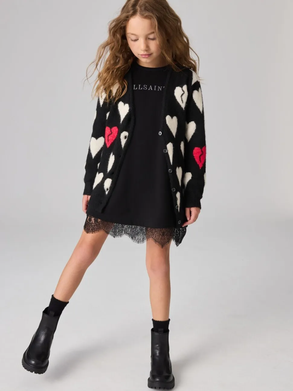 smALLSAINTS Amore Hart Meisjes Lang Gebreid Vest