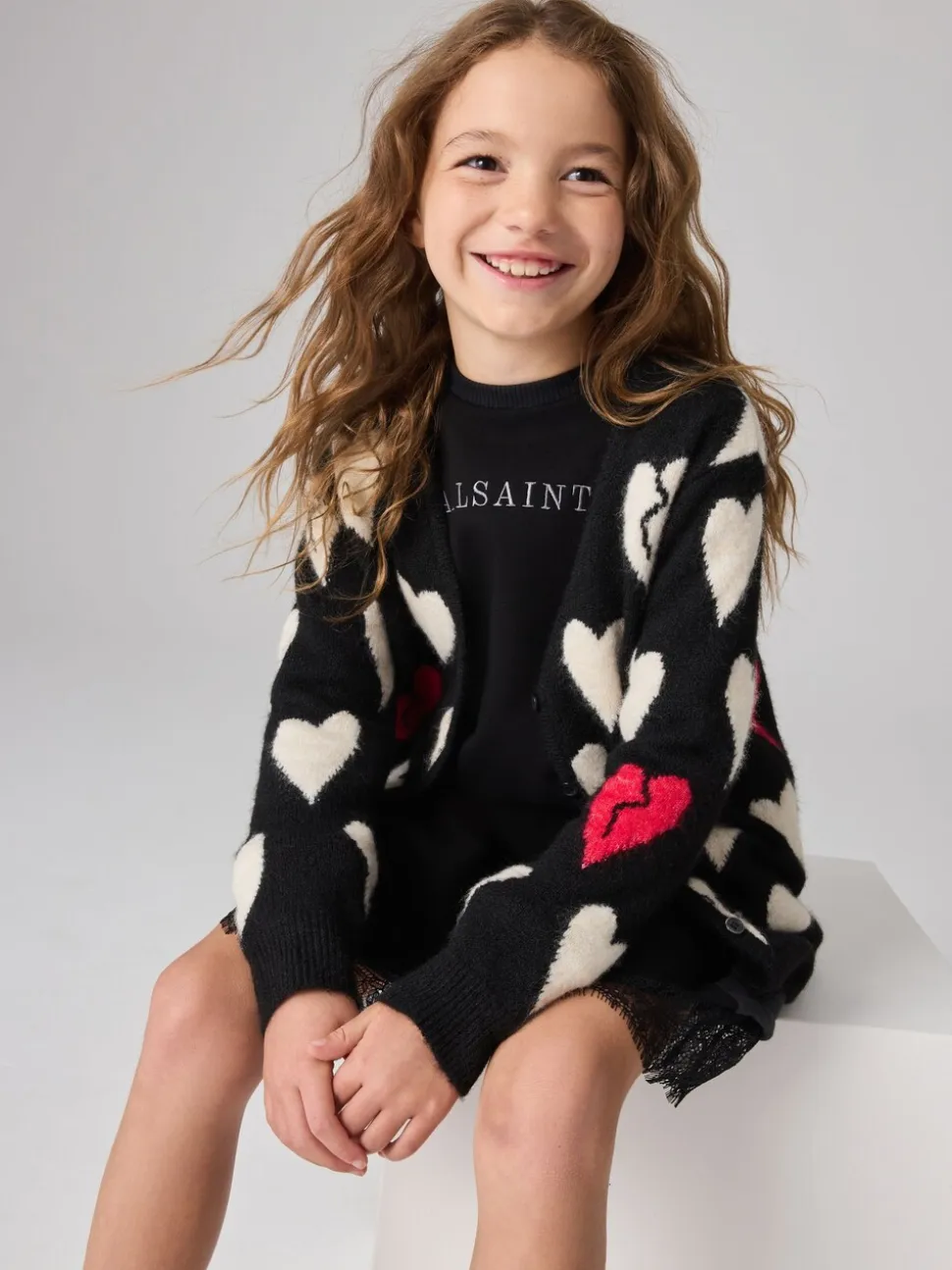 smALLSAINTS Amore Hart Meisjes Lang Gebreid Vest