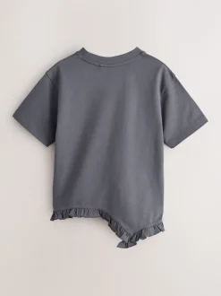 smALLSAINTS Asymmetric Hem Crew Neck Cotton T-Shirt