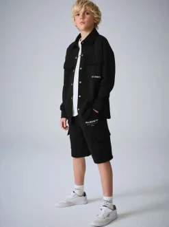 smALLSAINTS Sweat Shacket T-Shirt and Shorts 3 Piece Set