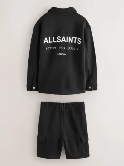 smALLSAINTS Sweat Shacket T-Shirt and Shorts 3 Piece Set