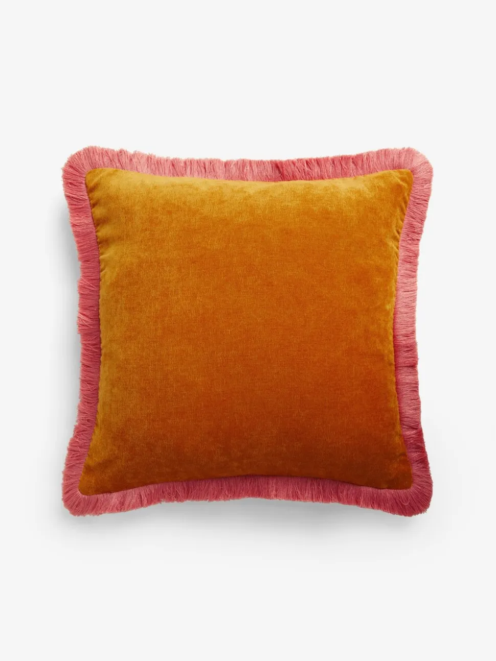 Soft Velour Contrast Fringe Cushion