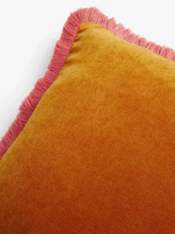 Soft Velour Contrast Fringe Cushion