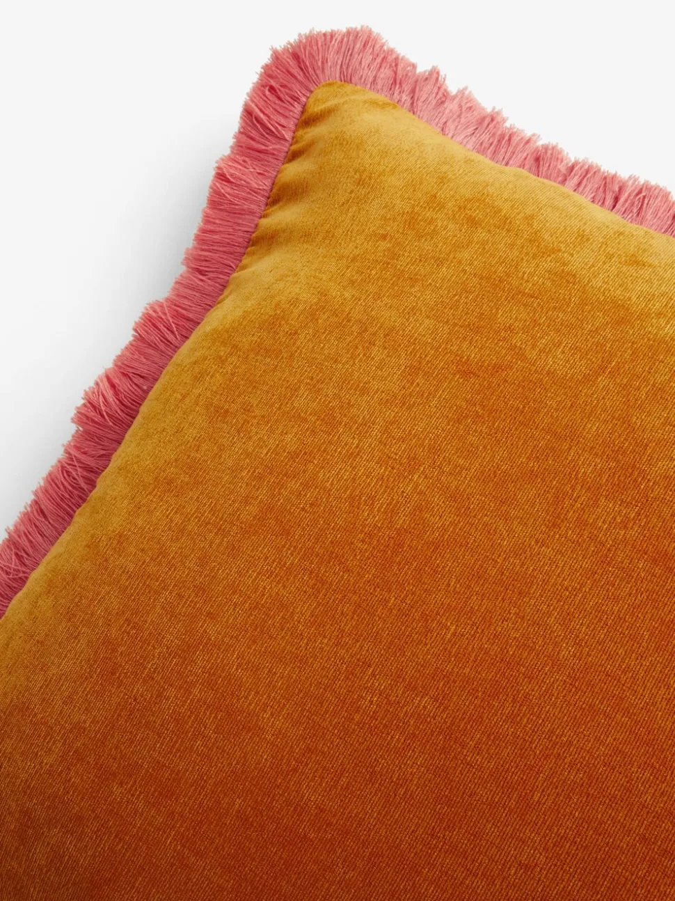 Soft Velour Contrast Fringe Cushion