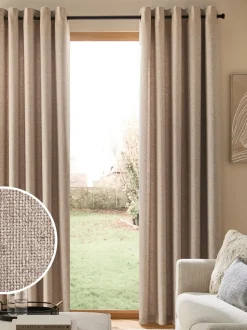Soft Weave Linen Blend Eyelet Curtains