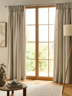 Soft Weave Linen Blend Pencil Pleat Lined Curtains