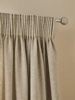 Soft Weave Linen Blend Pencil Pleat Lined Curtains