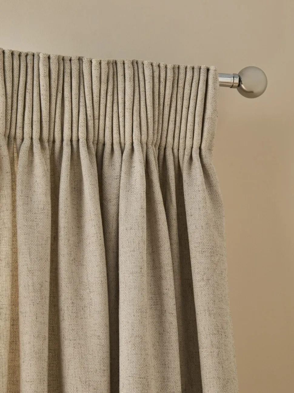 Soft Weave Linen Blend Pencil Pleat Lined Curtains