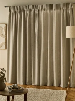 Soft Weave Linen Blend Pencil Pleat Lined Curtains