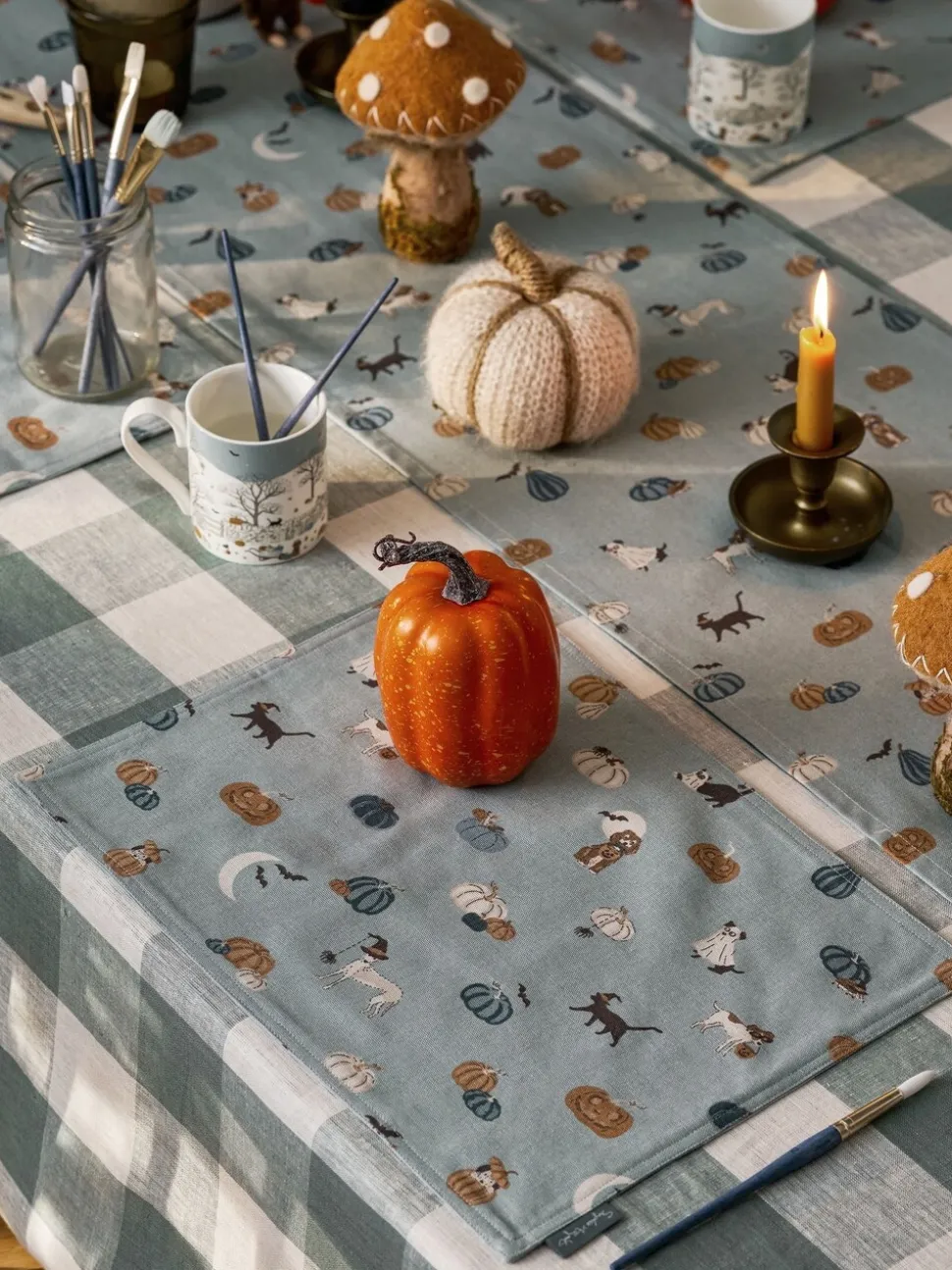 Sophie Allport Paws & Pumpkins wasbare placemats set van 2