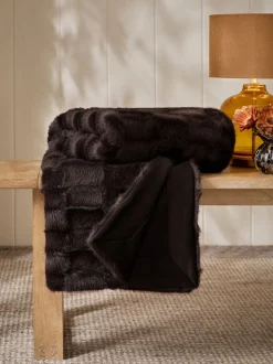 Sprei met ruit van imitatiebont met textuur