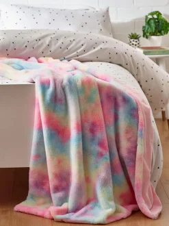 Sprei van imitatiebont met regenboog en ombré-effect