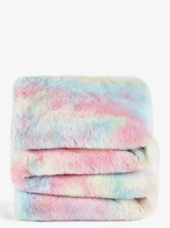 Sprei van imitatiebont met regenboog en ombré-effect
