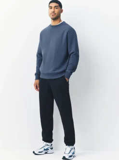 Staalblauw - Normale Pasvorm - Heavyweight Cotton Rich Crew Neck Sweatshirt