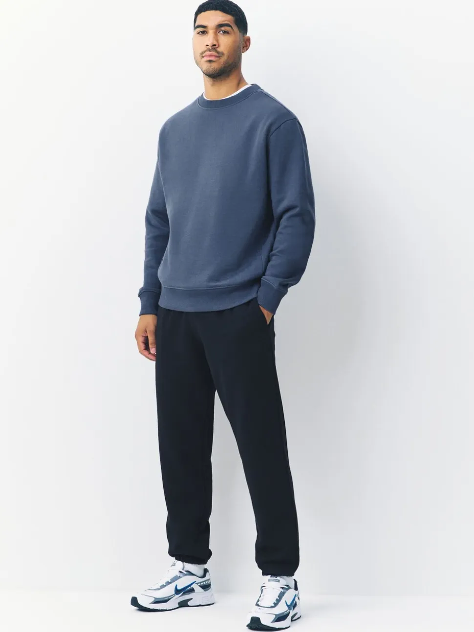 Staalblauw - Normale Pasvorm - Heavyweight Cotton Rich Crew Neck Sweatshirt