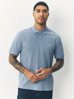 Staalblauw - Normale Pasvorm - Piqué poloshirt met korte mouwen