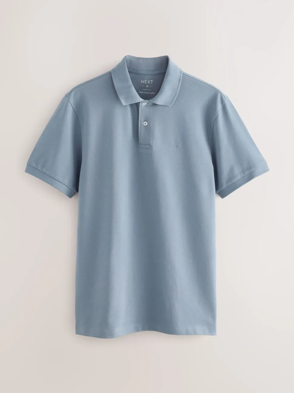 Staalblauw - Slim Fit - Piqué poloshirt met korte mouwen