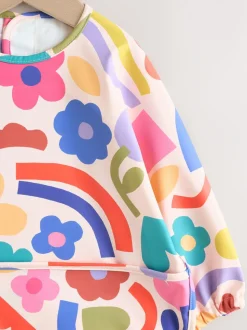 Stampy Bloemenprint - Slabbetje met mouwen voor spenen en voeden