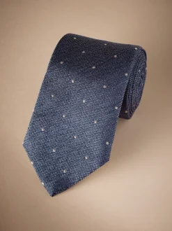Steel Blue/Neutral Brown - Signature Made In Italy Polka Dot Tie