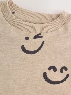 Steenkleurige Smile - 100% katoenen T-shirt met lange mouwen en all-over print (3mnd -7jr)