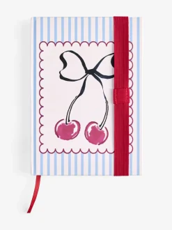 Stripe Cherry Bow A5 Lined Notebook